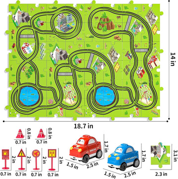 Temi 48 Pieces Puzzle Race Tracks Car Set Toys For Kids Ages 3-5 - Toddler Toys Gifts For 3 4 5 Year Old Boys, Puzzle Tracks Car Toys For Boys Ages 3-5 4-6, 3 4 5 6 Year Old Boys Birthday Gifts