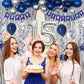 15Th Birthday Decorations For Boys And Girls Blue Silver, Happy 15Th Birthday Decorations Banner Birthday Balloons Number 15 Tab