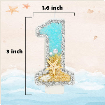 ElekFX 17th Birthday Candle for Cake, Beach Starfish Sequins Number Cake Candles, 2.76 inch Number 17 Happy Birthday Candle, Cak