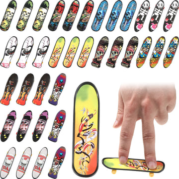 36 Pieces Mini Finger Skateboard Toy Skateboard Finger Boards With Double Sided Pattern Creative Fingertip Movement Novelty Toys