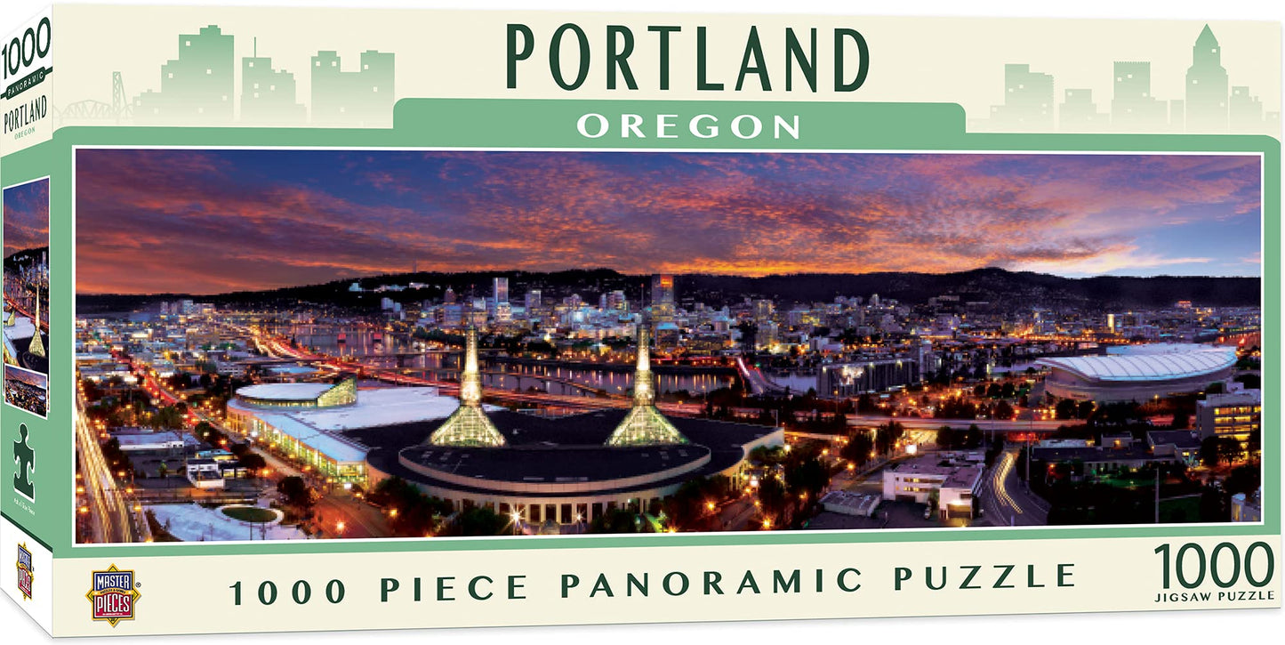 Masterpieces - 1000 Piece Jigsaw Puzzle, Portland Skyline Panoramic, Fun For Adults, Family, Kids 13'X39'