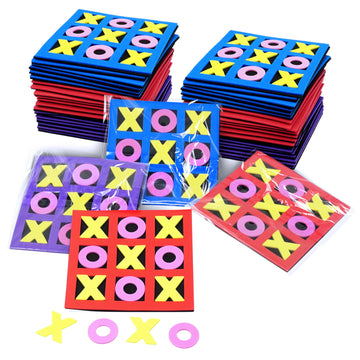 4Es Novelty Foam Tic Tac Toe Game [Bulk 24 Pack] Individually Wrapped Valentines Gifts for Kids Party Favors, Goody Bag Fillers