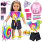 Ecore Fun 23 Pcs 18 Inch Girl Doll Accessories Suitcase Travel Luggage Play Set - Girl 18' Doll Travel Carrier Storage, Including Suitcase, Clothes, Shoes, Backpack, Camera, Computer, Cell Phone
