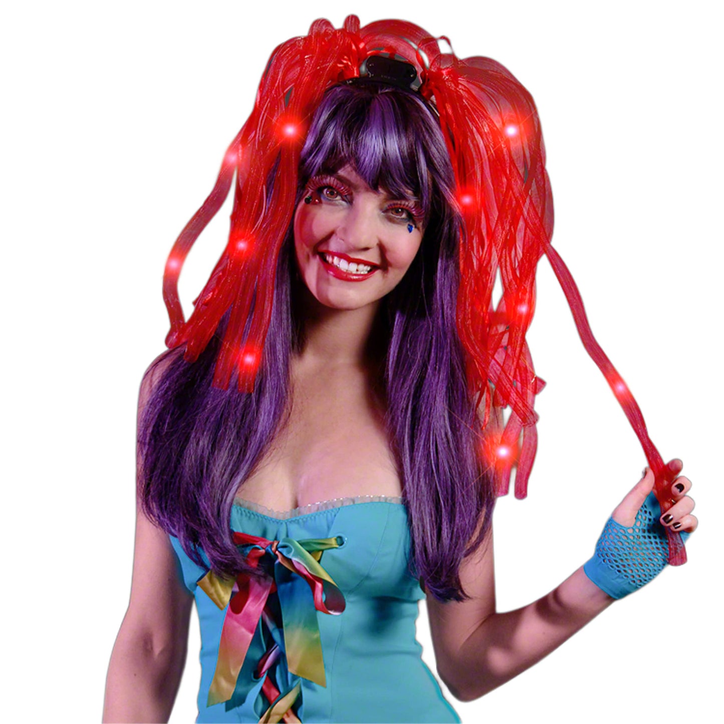 Blinkee Red Led Noodle Headband Flashing Dreads - 12 Rich Red Leds - Virtually Indestructable