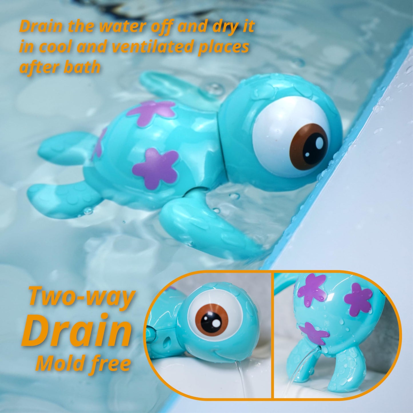 Duckboxx Xx Bath Toys Wind Up Swimming Sea Turtles For Kids 18M+ (Blue)