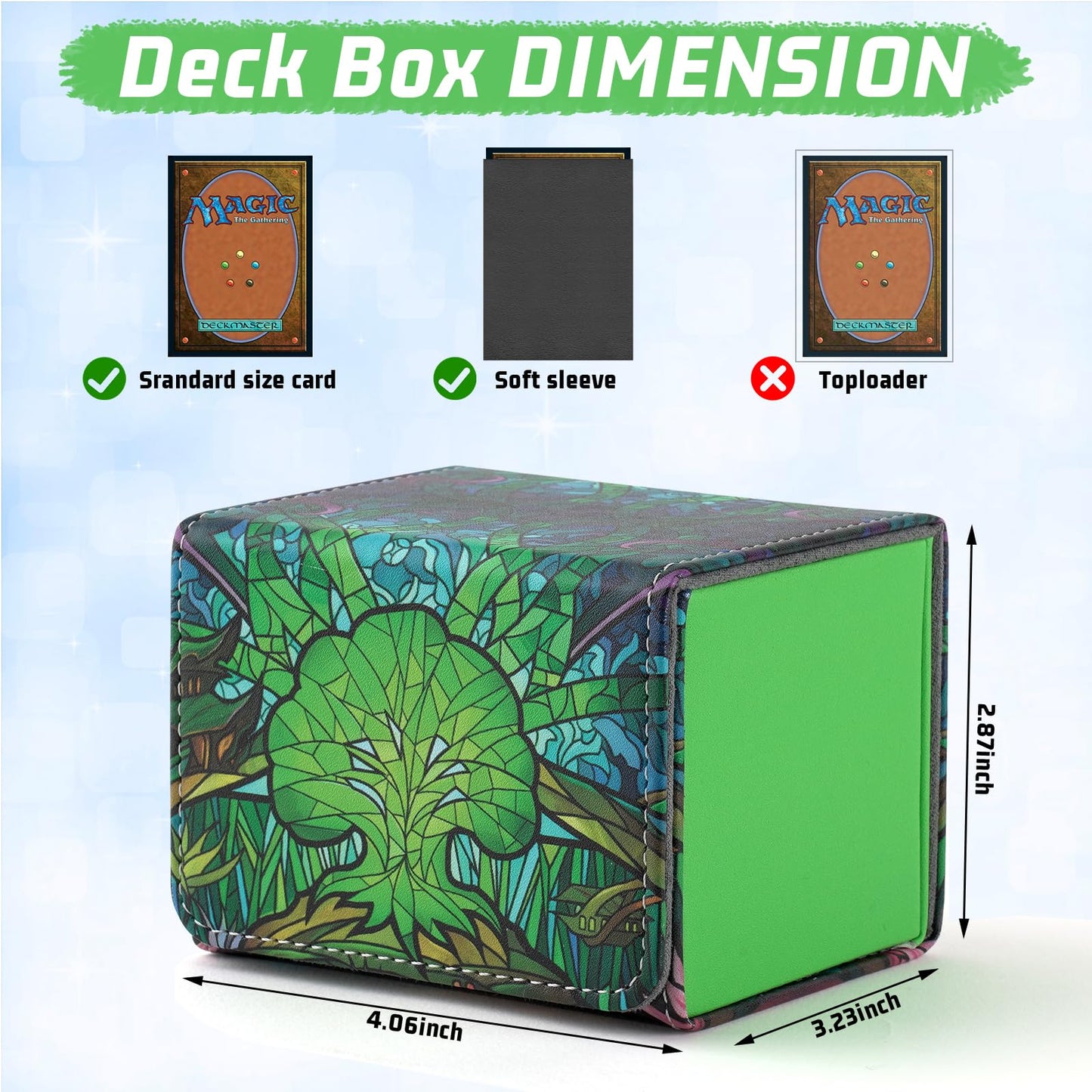 Deck Box for MTG Cards, Trading Commander Deck Case Holds 120+ Sleeved Cards, PU Leather Magnetic Collectible Card Storage Box F