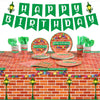 Qinyoung 171 Pcs Street Theme Birthday Party Decorations Red Brick Wall Street Party Supplies Happy Birthday Banner Plastic Tabl