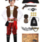 PARTTELY Pirate Costume Set for Boys  Kids Pirate Costume Set for Toddler Halloween Dress Up  Themed Party (8-10Y) Red