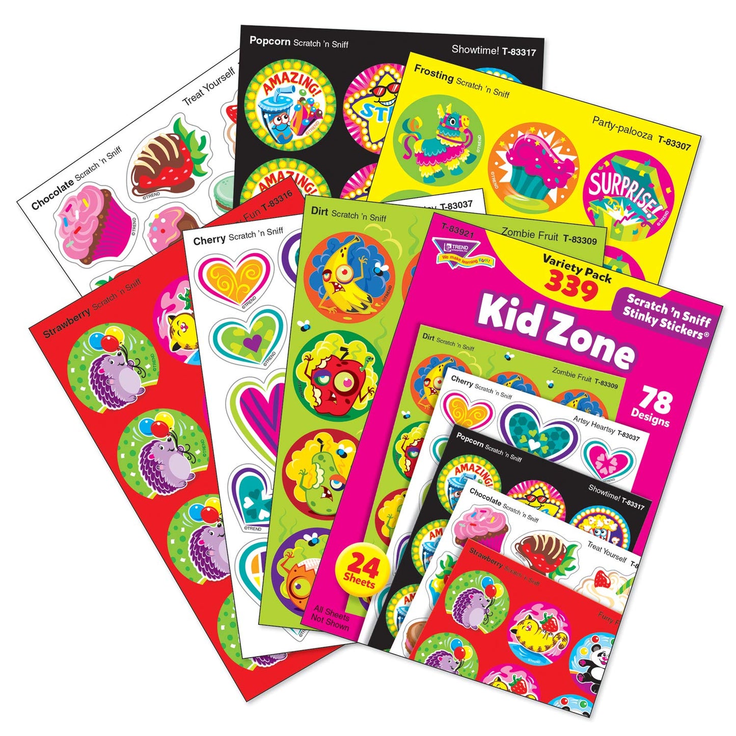 Kid Zone Stinky Stickers Variety Pack by TREND Enterprises, Inc.; 339 ct.; 78 Designs, 8 scents
