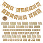 Custom Banner Kit, 97 Burlap Flags, White Printed Letters Numbers, 120Ft Twine String & Needle, Diy Customizable Personalized Ba