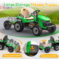 Anpabo 24V Ride On Tractor W/Tiltable & Detachable Trailer, Eva Tires, Up To 4.3Mph, Ride On Toys With Parental Remote, Realistic Tractor Sound & Chimney, Music Player, Led Light, Green