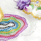 YAXINRUI 144 PCS White Mardi Gras Beads, 33'' White Bead Necklaces Party Costume Necklace Round Parade Throw Beads in Bulk for M