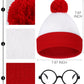 Fancyfun 3 Pieces Kids Halloween Costume Set, Boys Costume Red And White Striped Shirt Beanie Hat Glasses For Cosplay Party 3-4T