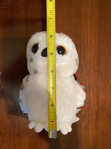 Aurora® Mini Flopsie™ Snowy Owl Stuffed Animal, 7" White, Polyester, Model 31345 - Adorable Companion for All Ages
