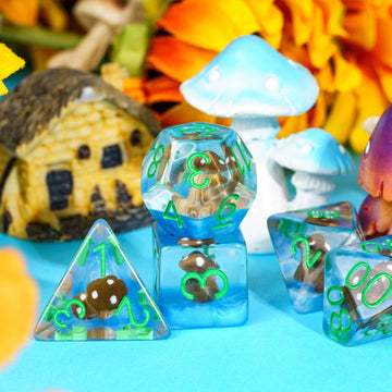 UDIXI 7 Die D&D Polyhedral RPG Dice Mushroom DND Dice Set for Dungeons and Dragons MTG and Other Tabletop Games