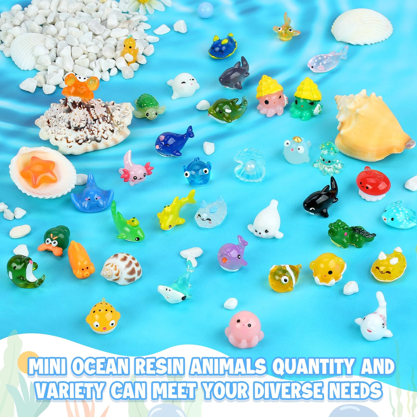 20pcs Ocean Mini Resin Animals 20 Styles Tiny Sea Resin Animals Figurines Miniature Little Small Plastic Animal Figures Bulk for