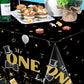 Tiamon Black Plastic Rectangular 54 x 108 Tablecloth Set of 3 for Baby Boy First Birthday Party