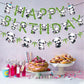 Zwiebeco Birthday Party Decoration Supplies Green Black White Happy Birthday Sign Banner Bamboo Leaves Pandas Banner Hanging Pap