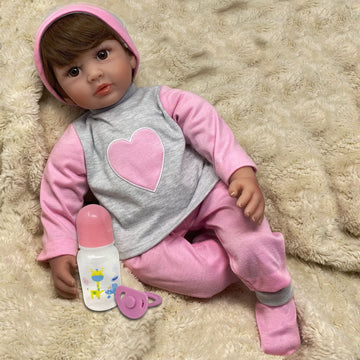 22' Baby Doll | Reborn Realistic Baby Doll That Looks Real | Weighted Soft Newborn Silicone Baby Doll Gift Set With Swaddle Blanket, Pacifier Toy, Play Bottle & Birth Certificate