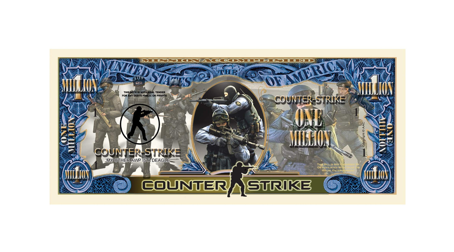 American Art Classics Limited Edition Counter Strike Collectible Million Dollar Bill In Currency Holder