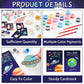 Justforjoyful 24Pcs Space Party Favors Space Cards with Art Supplies Outer Space DIY Wood Painting Craft Kits Astronaut Thank Yo
