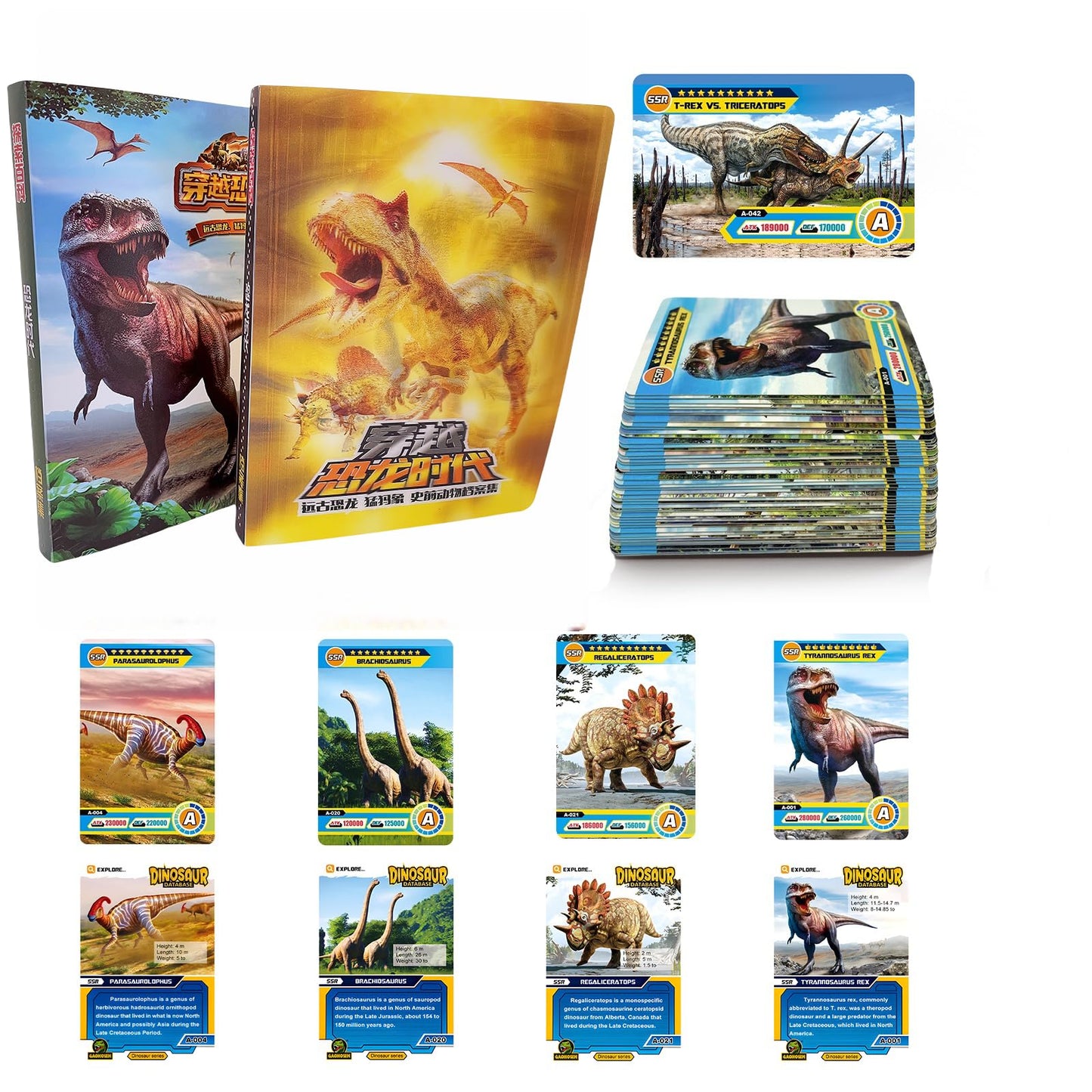 IKRUZZI Dinosaur Flash Cards - 168 Count Educational Science Cards, 3.58 x 4.92 inches, Card Binders for Prehistoric Learning Toys