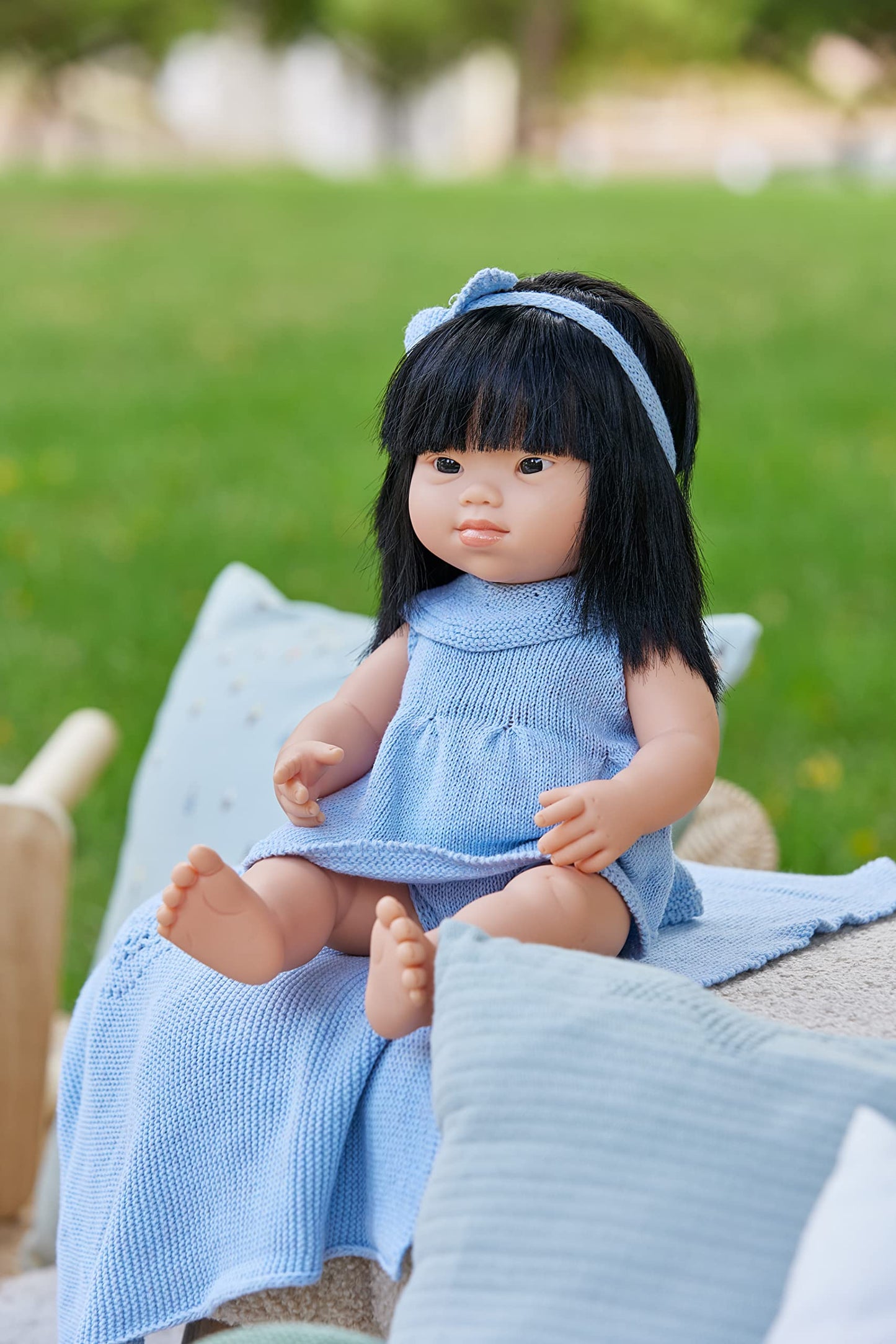 Miniland Clothes For Dolls 15'' Knitted Outfit Dress & Headband - Eco, Made In Spain, Quality, Role Play, Educational