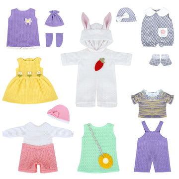 Baby Doll Clothes,14-18 Inch Doll Accessories Dress With Hats Socks Outfits Fits For 43Cm New Born/15 Inch Bitty/16 Inch Baby Dolls(7 Set )