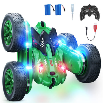 CoziBB Remote Control Car, RC Cars with Strip Lights and Headlight, 2 Hours Long Battery Life, 4WD Double-Sided 360 Flips Rotati