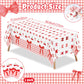 ArianQicult 3Pcs Bow Party Tablecloths - Red Cherry Party Table Covers Decorations Coquette Bow Rectangular Plastic Disposable T