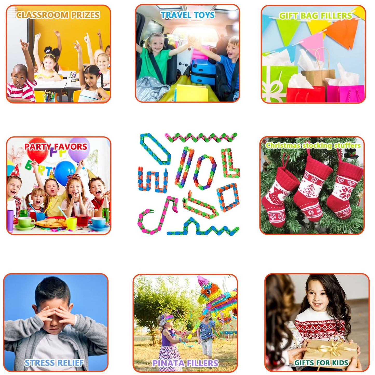 10 Pack Wacky Tracks Fidget Toys Gifts For Kids Students Classroom School Prizes Snap And Click Finger Sensory Toys For Adults Stress Relief Add Adhd Autistic Keeps Hands Busy (10)