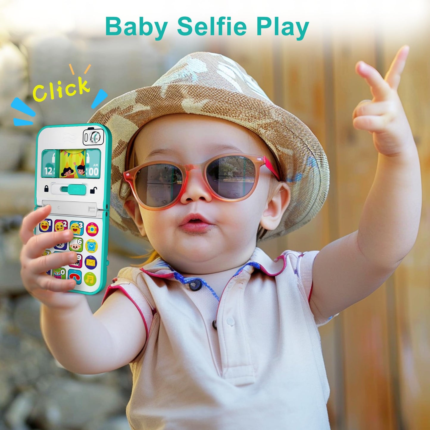Iplay, Ilearn Baby Cell Phone Toy 6-12 Month, Toddler Flip Smartphone Pretend Play Mirror Sound, Kids Music Learning Montessori Travel Game, Infant Fun Birthday Gift 12-18M, Children Boy Girl 1 2 3 Yr