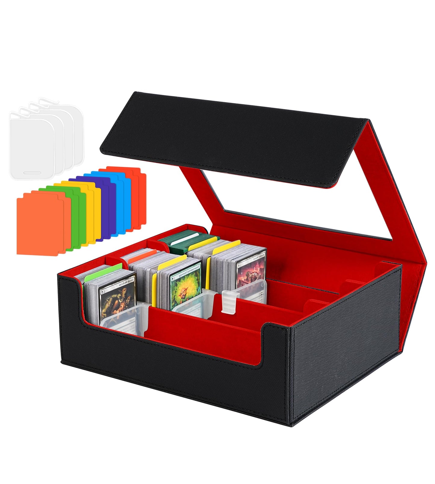 Newloop Trading Card Storage Box - 2400+ Commander Card Deck Case With See-Through Display Top For Magic The Gathering Tcg Yugio