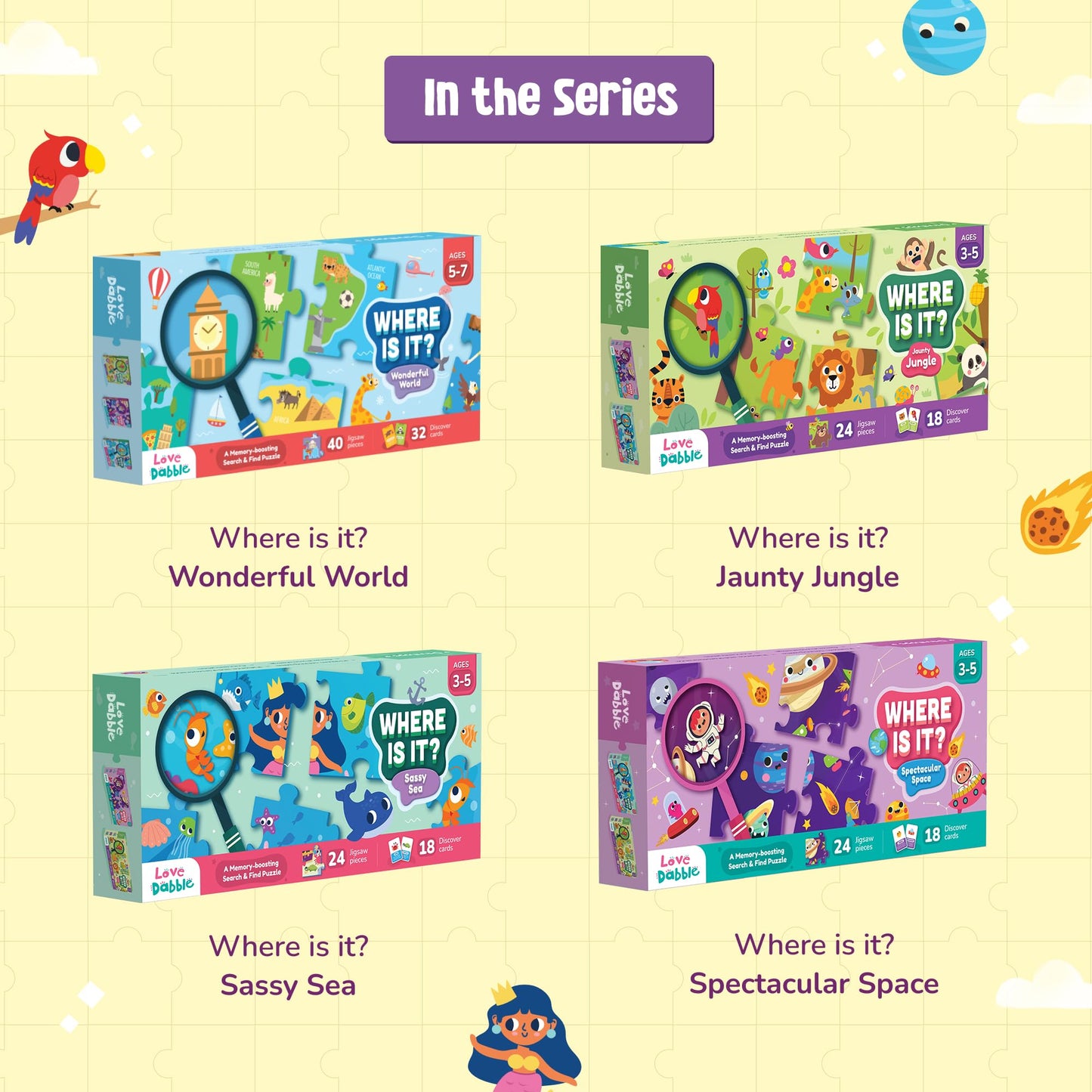 LoveDabble Search and Find Puzzle - Where is It? Wonderful World | Puzzles for Kids Ages 5-7 | World Map and Geography Puzzles f