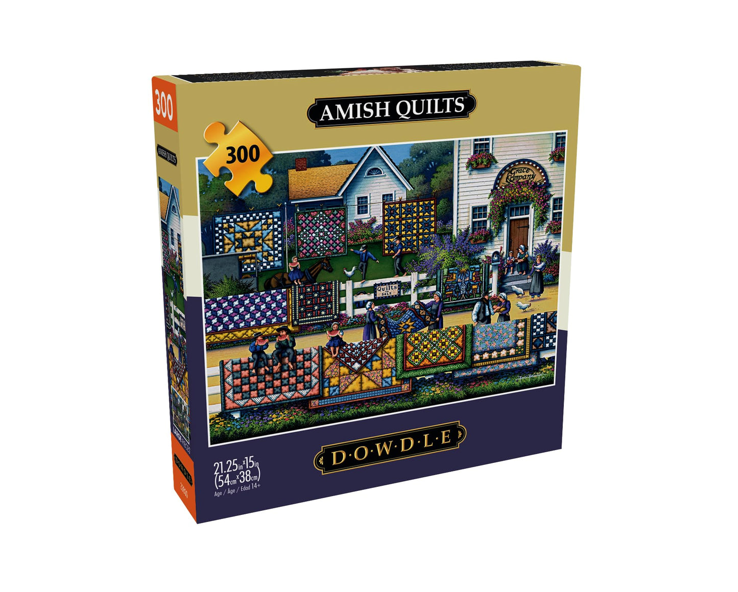 Buffalo Games - Dowdle - Amish Quilts - 300 Piece Jigsaw Puzzle For Adults -Challenging Puzzle Perfect For Game Nights - Finished Size Is 21.25 X 15.00