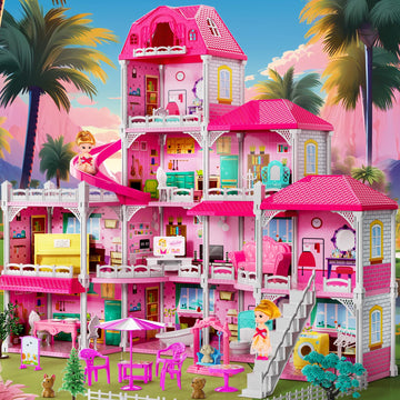 Villa Girls Toys For Kids Ages 2 3 4 5 6 7 - Girls Dolls, Diy Girls Toys, Girls Indoor Toys, Pretend Plays Toy With Accessories