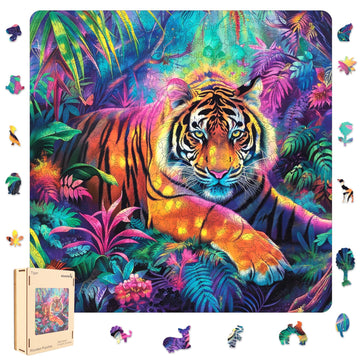 Qiuenisray Wooden Puzzles For Adults,Tiger Wooden Jigsaw Puzzles 200Pcs,11.2X11.2In,Medium,Unique Shape Animal Adult Puzzles,Irr