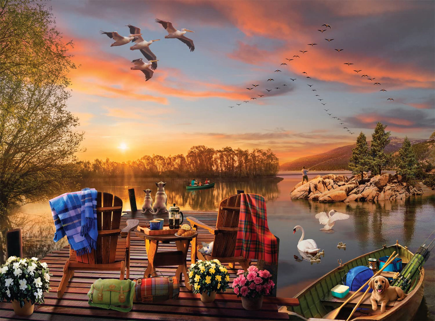 Buffalo Games - Andrew Farley -Breakfast At The Lake - 1000 Piece Jigsaw Puzzle For Adults -Challenging Puzzle Perfect For Game Nights - Finished Size Is 26.75 X 19.75