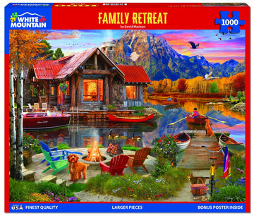 White Mountain Family Retreat Fall Puzzles 1000 Pieces Scenic Lake Cabin Puzzle For Adults And Families