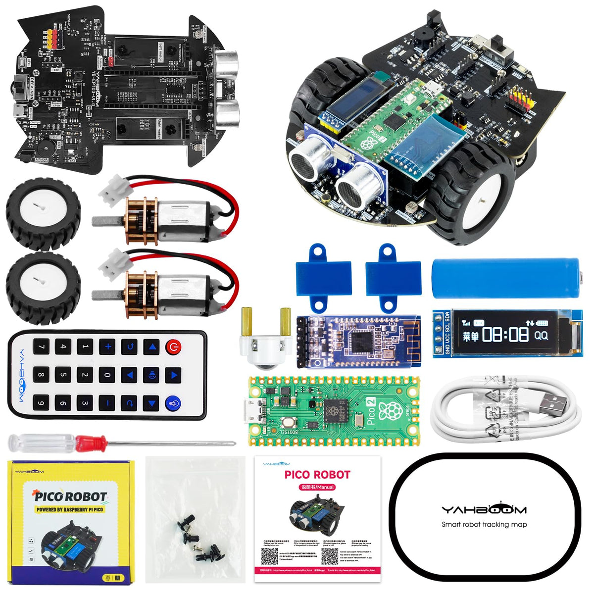 Yahboom Raspberry Pi Pico2 Smart Robot Car Starter Programming Robot Kit DIY MicroPython Scientific Electronics Programming Proj