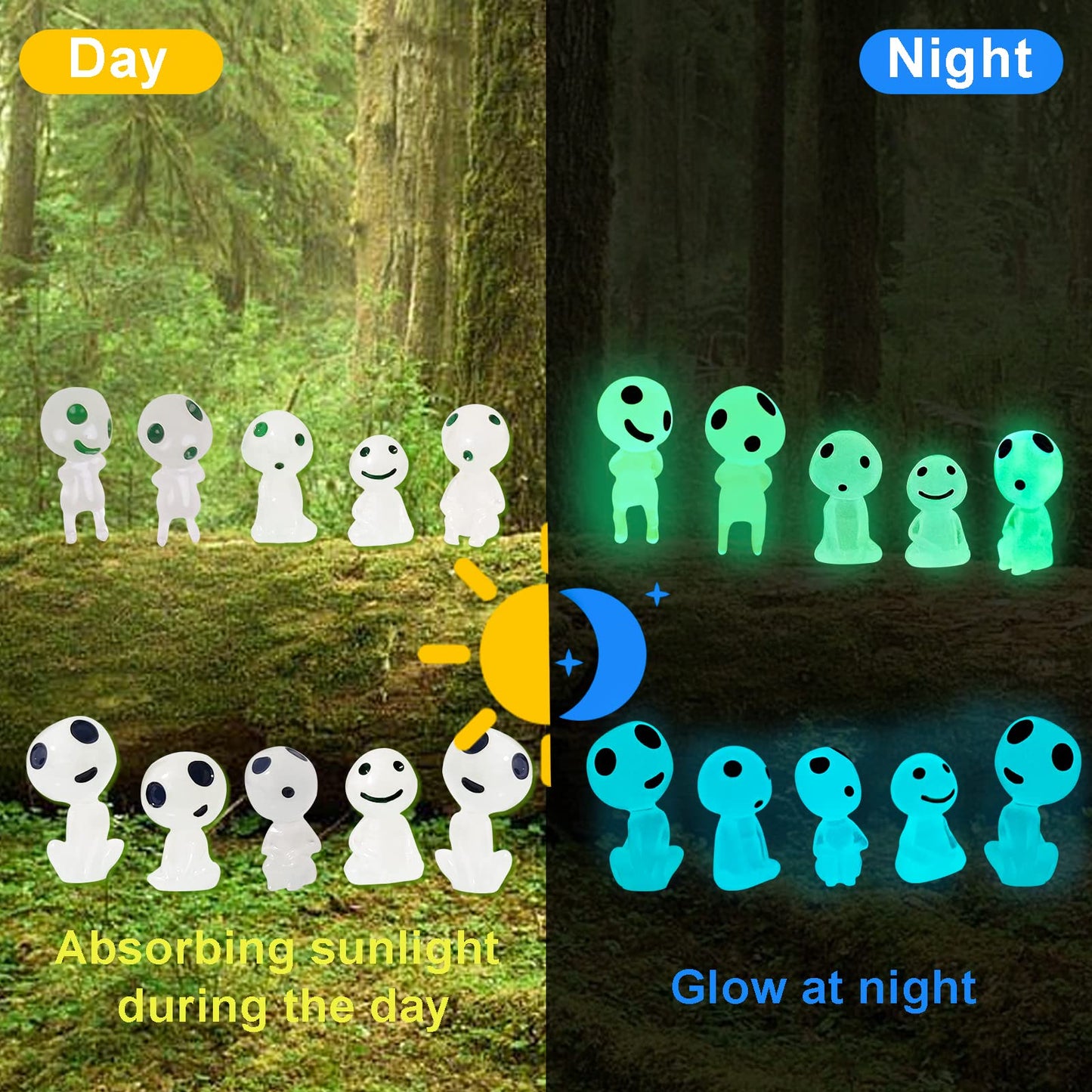 Ccinee 20Pcs Glow In Dark Tree Elves Fairy Luminous Ghost Micro Landscape Accessories Miniature Tree Elves Decoration For Garden