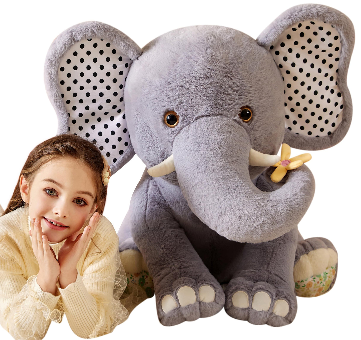 Tumyay Giant Elephant Stuffed Animal Plush Soft Toy,Large Jumbo 25'' Cute Big Size Huge Fluffy Plushy Fat Plushie,Birthday Gifts