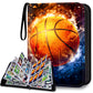 HESPLUS Basketball Card Binder - 900 Pockets, PU Material, Starry Basketball Design, Model HPEV158-BASKETBALL-900