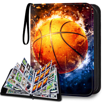 HESPLUS Basketball Card Binder - 900 Pockets, PU Material, Starry Basketball Design, Model HPEV158-BASKETBALL-900