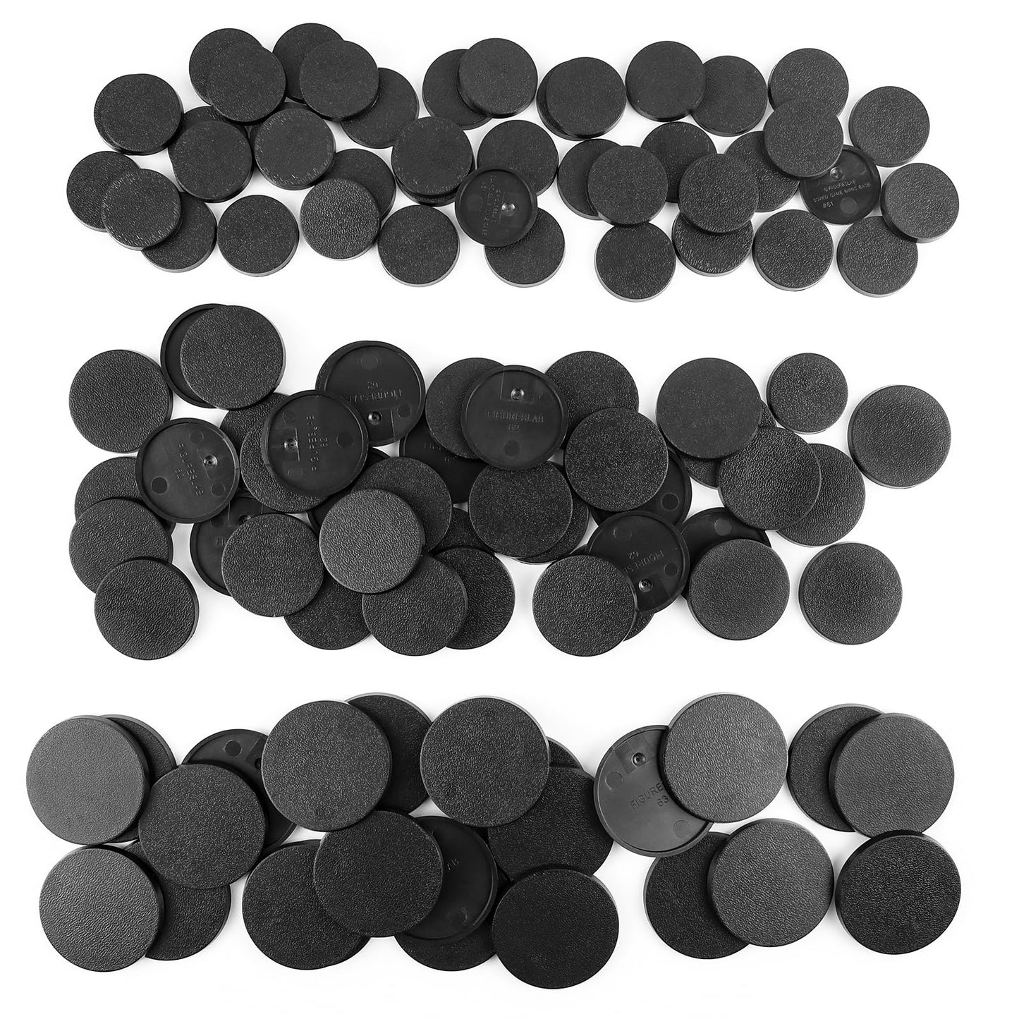 100Pcs Miniature Bases+120Pcs Adhesive, 25Mm 32Mm 40Mm Mix Black Round Plastic Model Bases For Gaming Miniatures Collectible War