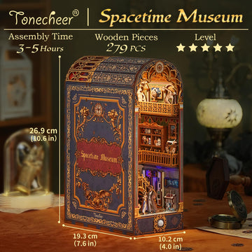 Tonecheer Diy Book Nook Kit For Adults, 3D Wooden Puzzle Bookend Miniature House Kit, Booknook Bookshelf Insert Decor With Dust