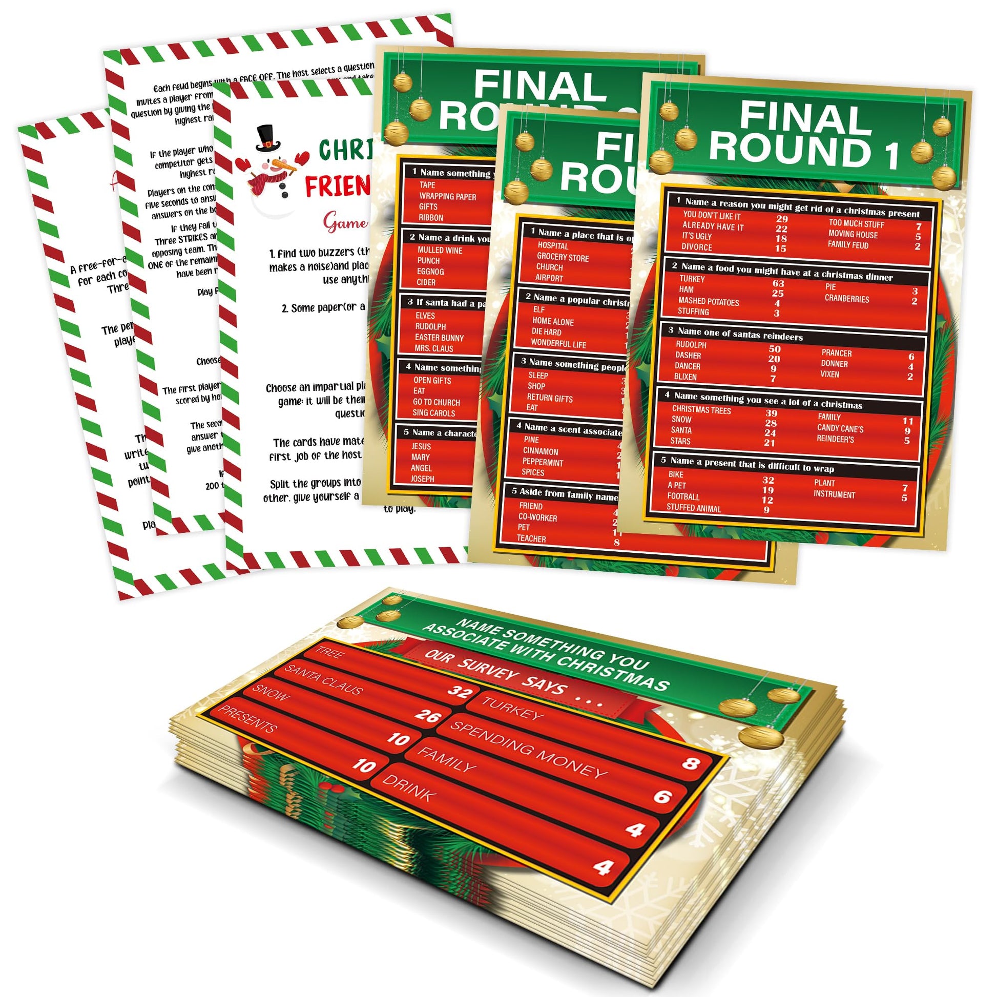 TCJIU Christmas Friendly Feud Quiz Christmas Friendly Feud Game Shower Games Trivia Games for Family Fall Winter Family Feud Style Game I7