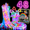 Airney 48 Pcs Glow In The Dark Party Supplies, Light Up Led Pop Tubes, Glow Tubes Glow Sticks Sensory Toys Birthday Glow Party Favors For Kids, Light Up Toys Goodie Bag Stuffers Gifts Prize (48 Pcs)