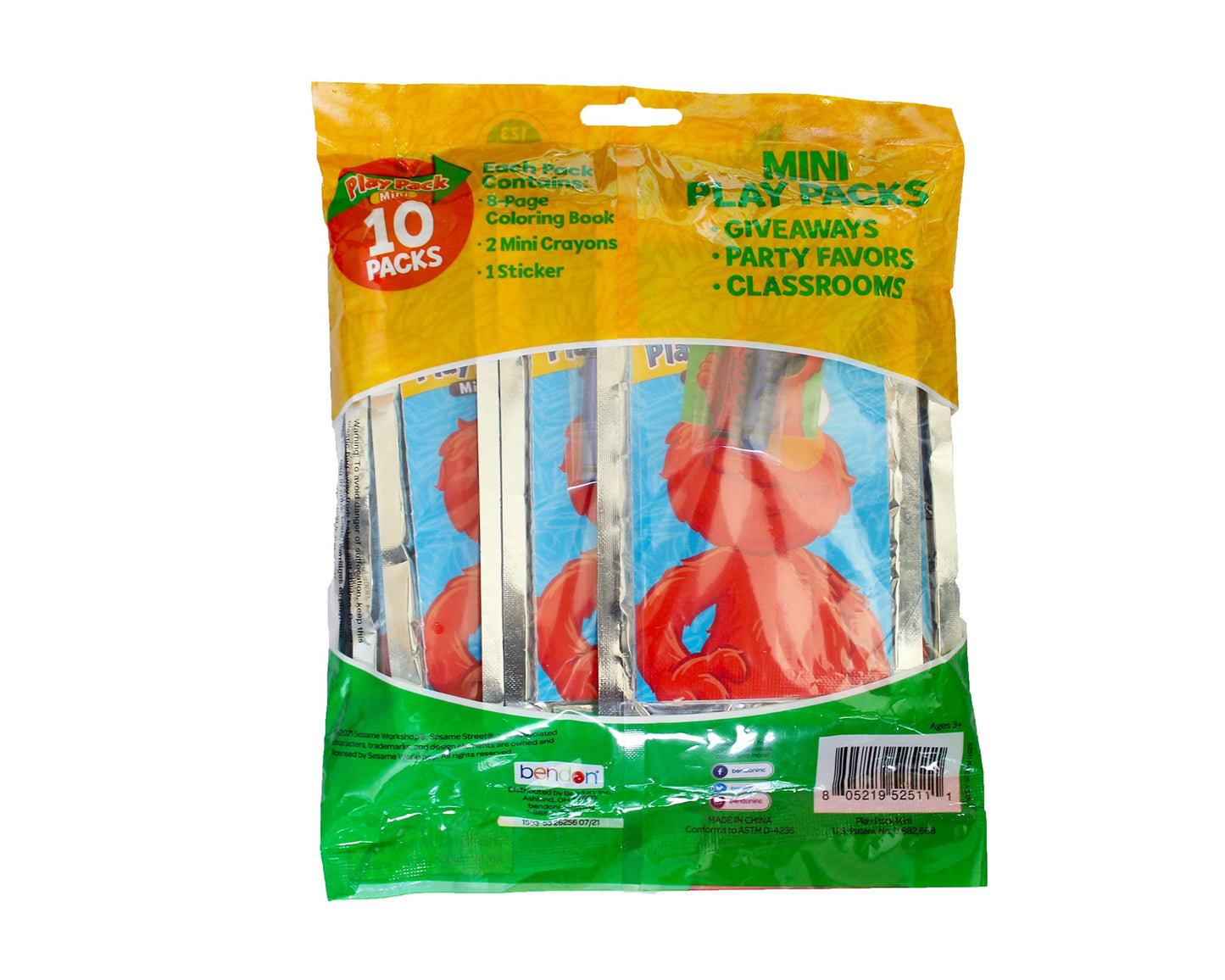 Bendon Sesame Street Mini Play Packs, Each with Mini Coloring Book, 2 Mini Crayons, and a Sticker,10-Pack (Sesame Street)