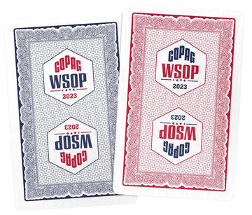 Generic Wsop 2023 Tournament Played 100% Plastic Playing Cards - Narrow Size (Bridge) Blue/Red Double Deck Set (Jumbo Index)